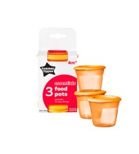 Recipiente de stocare hrana cu capac, Tommee Tippee, 3 buc, Portocaliu